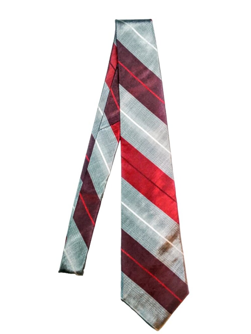 Halston III Vtg 1980s Striped Regimental Textured Metallic Shimmery Silk Tie USA - Picture 5 of 8